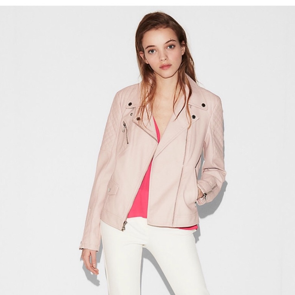 Vintage Pink Minus the leather quilted moto jacket